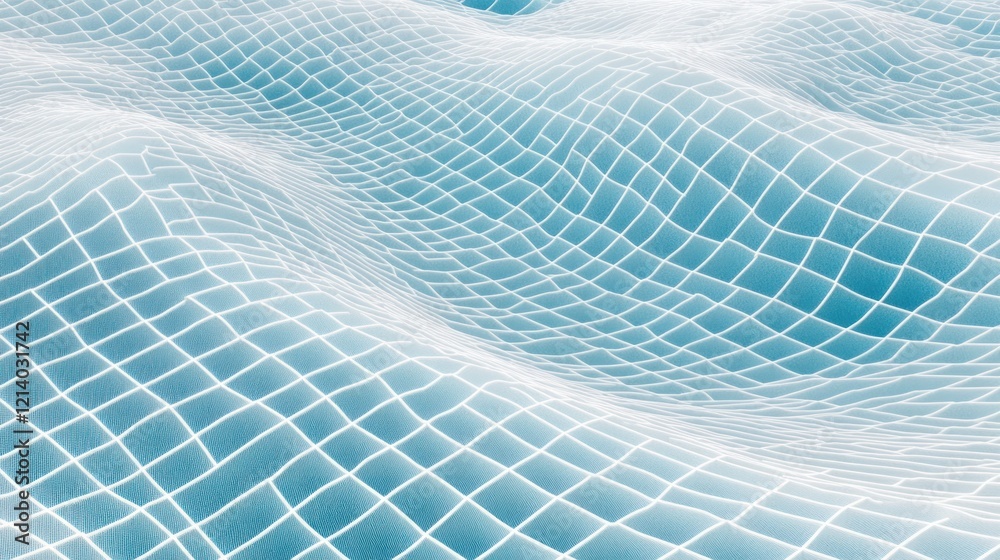 Poster Abstract Blue Gridded Wave Pattern Design
