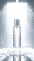 Clear Water Bottle Splashing in Bright Light Background