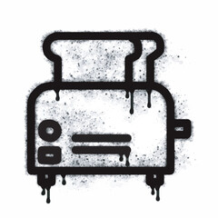 Graffiti toaster icon sprayed with black paint on white. Toaster symbol isolated on white background. Vector illustration