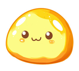 Obraz premium Cute yellow blob with smiling face and shiny highlights