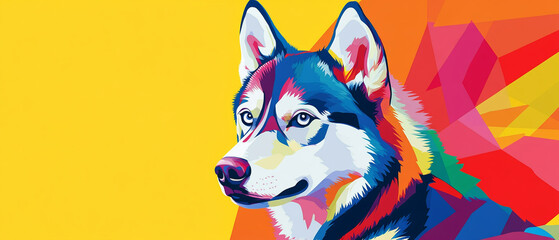Vibrant C1 Siberian Husky Dog with Colorful Abstract Coat Showcasing Unique Patterns and Striking Features Perfect for Pet Lovers and Art Enthusiasts Alike