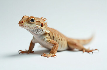 Naklejka premium Lizard with detailed scales and vibrant patterns, depicted in realistic style, posed on a plain white background, nature concept