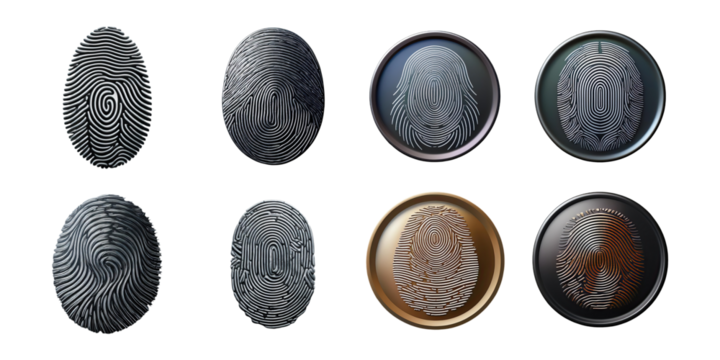 Unique Fingerprint Patterns for Creative Use, PNG collection, set bundle, isolate on transparent or white background