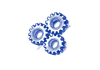 Gears hand drawn sketch vector