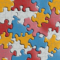 Colorful puzzle pieces isolated on white background  
