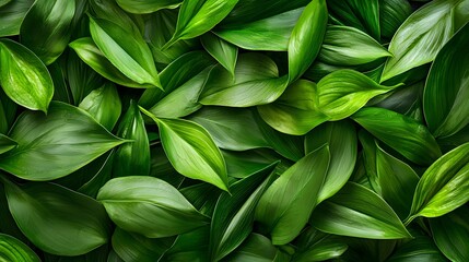 Obraz premium Abundant green leaves in a lush natural foliage background The image showcases the vibrant healthy and verdant vegetation with a detailed textured and close up view of the diverse flora