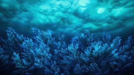 Vibrant blue coral reef teeming with life serene underwater scene showcasing tranquil ocean waters