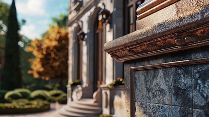 Autumnal Grandeur Architectural Detail of a Luxurious Mansion