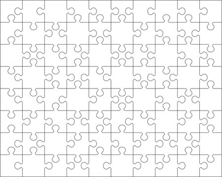 Illustration of big white puzzle, separate parts	