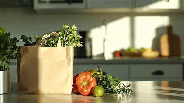 Forgotten Meal Prep Kit with Fresh Produce on Kitchen Counter