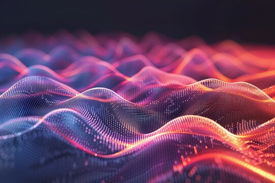 Vibrant abstract digital waves with dynamic flow. Neural network AI generated