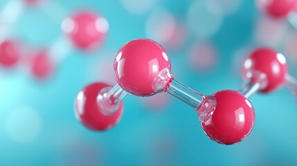 Colorful molecular structure with vibrant bubbles illustrating a scientific concept in a blue background