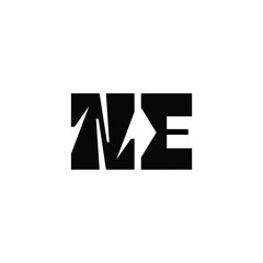 Obraz premium NE monogram logo design letter text name symbol monochrome logotype alphabet character simple logo