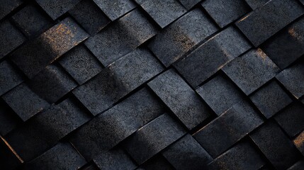 Black background with geometric pattern of intertwined black stripes, 3D rendering illustration