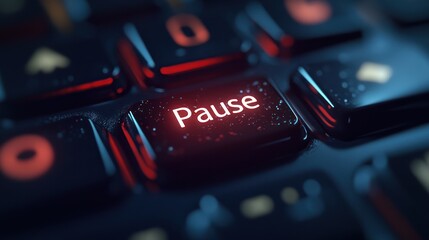 Red Pause Button on Dark Keyboard