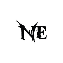 NE monogram logo design letter text name symbol monochrome logotype alphabet character simple logo
