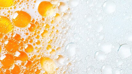 Abstract orange and white bubbles, close-up texture, background for design
