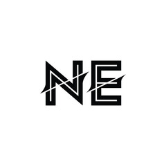 NE monogram logo design letter text name symbol monochrome logotype alphabet character simple logo