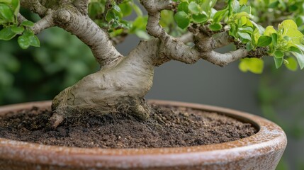 Obraz premium Intricate Bonsai Tree in Terracotta Pot A Study in Miniature Horticulture