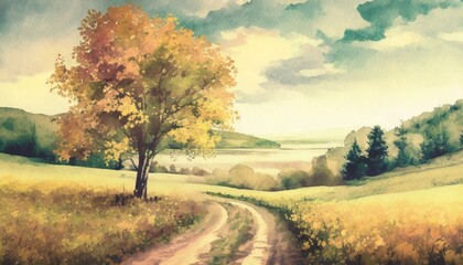 Naklejka premium 秋の風景画
