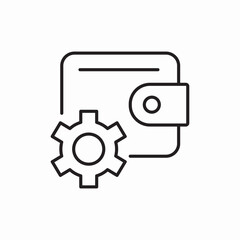 Wallet settings gear icon vector sign
