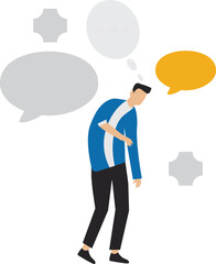 Second opinion, make a decision from two opinions, suggestions for consideration, reasons or logical thinking to make decisions, Businessman stand to consider between two opinions to make decisions