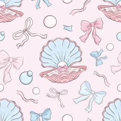 seamless pattern with seashell