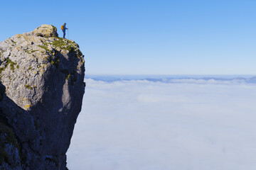 Hiker in the Natural Park of Urbasa and Andia, Navarra.