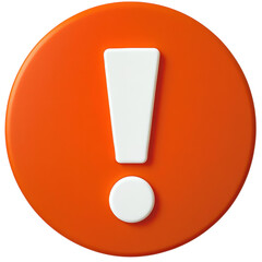 Orange Circle Exclamation Mark on transparent background.
