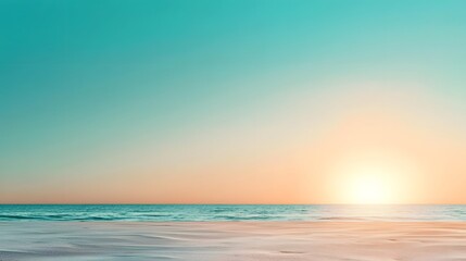 Obraz premium Stunning sunset view over the calm open ocean with glowing horizon and mirrored water Tranquil serene and peaceful coastal landscape