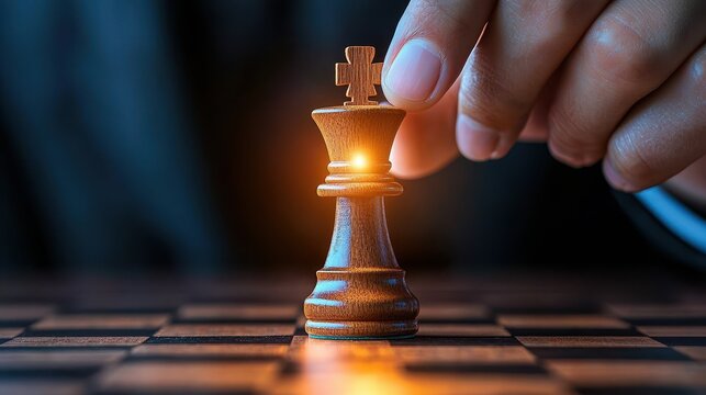 Strategic chess move indoor setting game play close-up view mind games