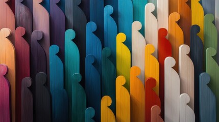 Obraz premium Vibrant Colorful Wooden Shapes Arranged in Artistic Display