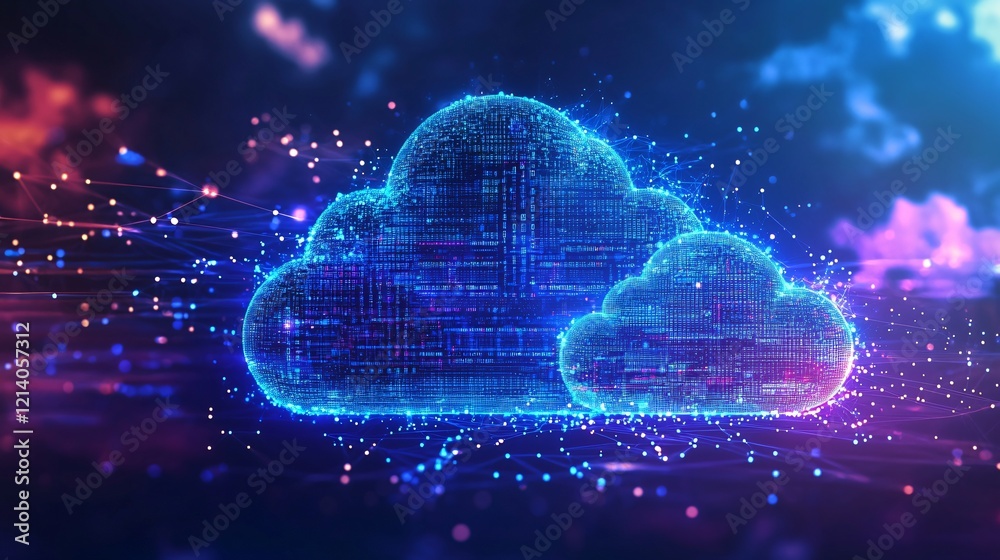 Wall mural abstract digital cloud computing network data storage futuristic technology concept
