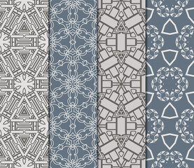 set of Seamless texture of floral ornament. Vector illustration. For the interior design, printing, web and textile