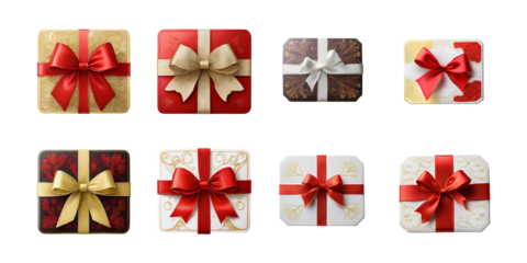 Colorful Gift Boxes with Ribbons for Any Occasion, PNG collection, set bundle, isolate on transparent or white background