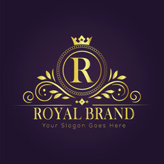 Letter R luxury gold logo concept

