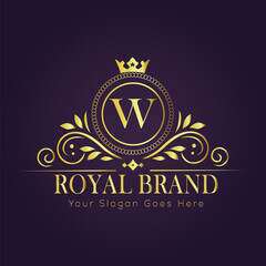 Letter W luxury gold logo concept