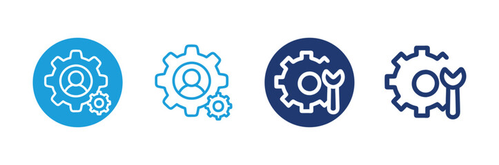 User settings icons. Gear, tools, profile icons for app and website UI UX.