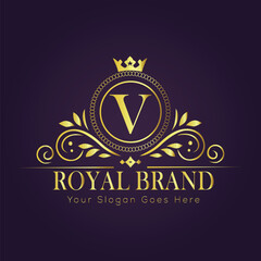 Letter V luxury gold logo concept