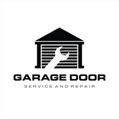Garage door service and repair building logo design template vector.