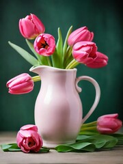 Fototapeta premium pink tulips in a vase