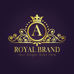 Letter A luxury gold logo concept