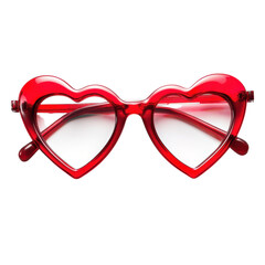 Fototapeta premium Red Heart Eyeglass Fashion on transparent background.