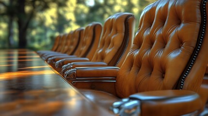 Obraz premium Luxury Leather Chairs Around A Conference Table