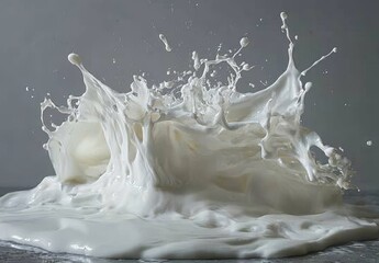 Milk splash crown, white liquid explosion.