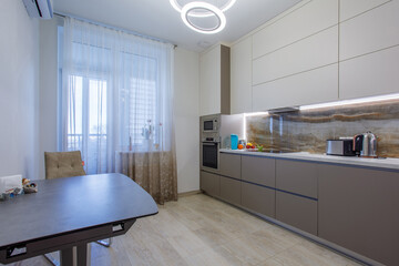 Modern renovated kitchen with flat design