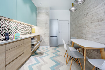 Modern renovated kitchen with flat design
