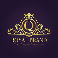 Letter Q luxury gold logo concept
