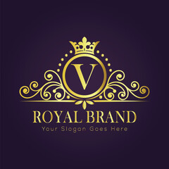 Letter V luxury gold logo concept