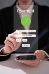 Online smartphone payment e-business technology cyberspace internet finance banking concept